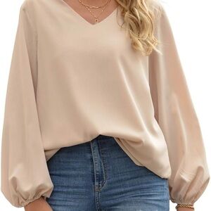 Elegant Cream V-Neck Blouse